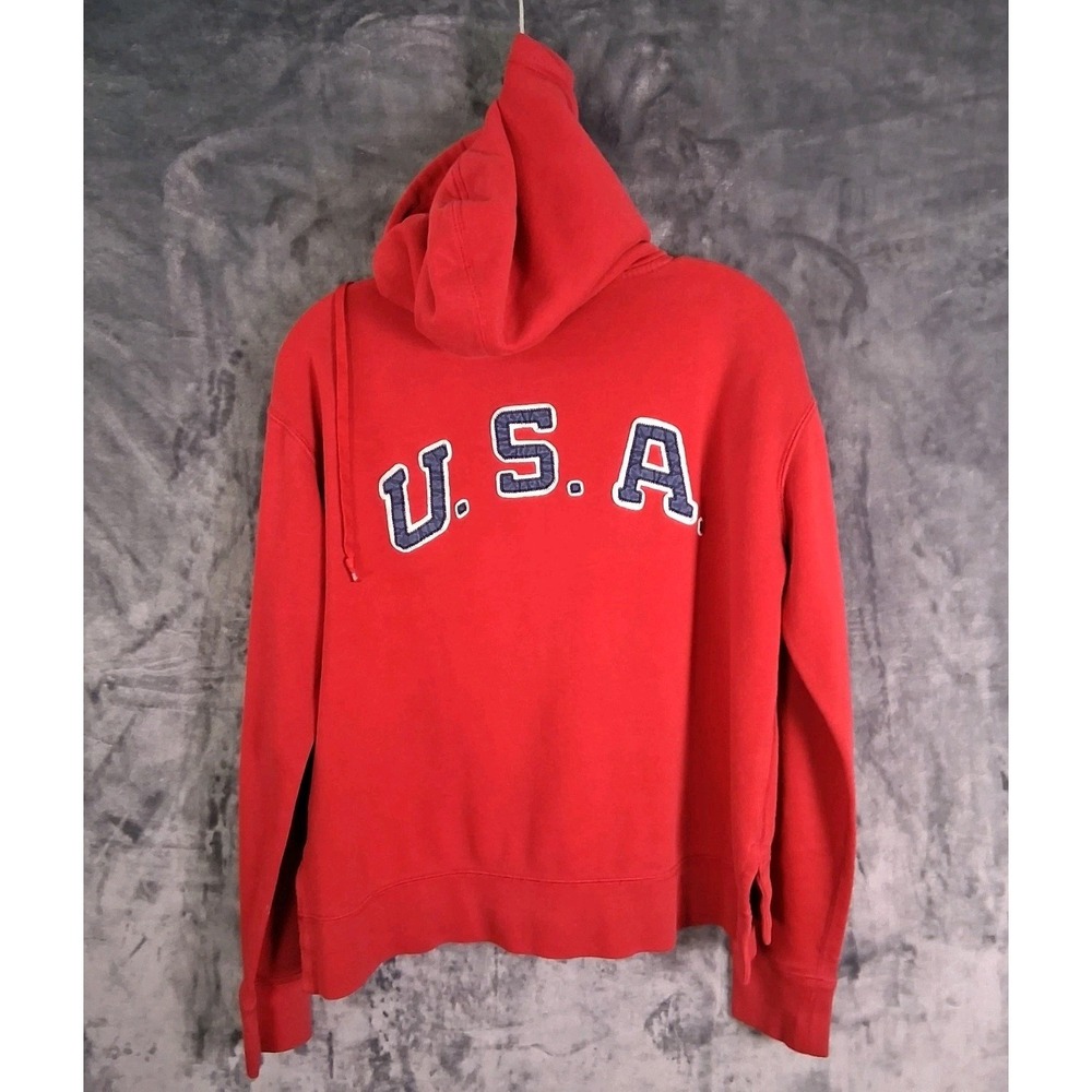 Polo Ralph Lauren Hoodie Women's Size Medium USA Flag Big‎ Pony Full Zip Red